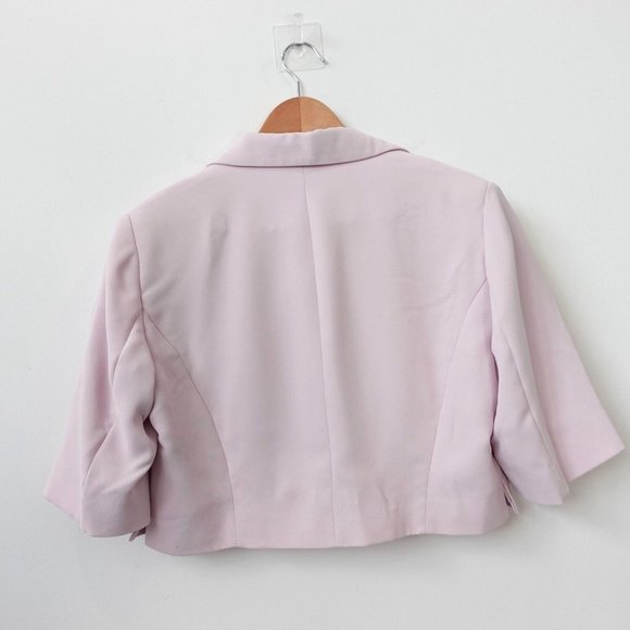 Lavender Crop Suit Blazer Medium Light Short Sleeve Italian‎ MICHAELA LOUISA NWT - Picture 7 of 11
